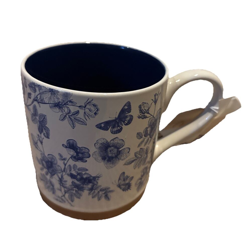 Sunday Morning Ceramics Blue/White Floral 18oz Mug MWT